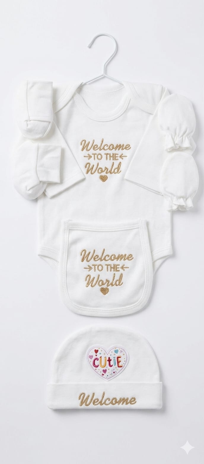 8 Piece Newborn Baby Gift Set – Pure White
