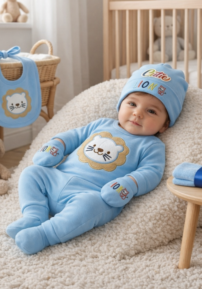 Cute Lion 8-Piece Baby Set - BLUE