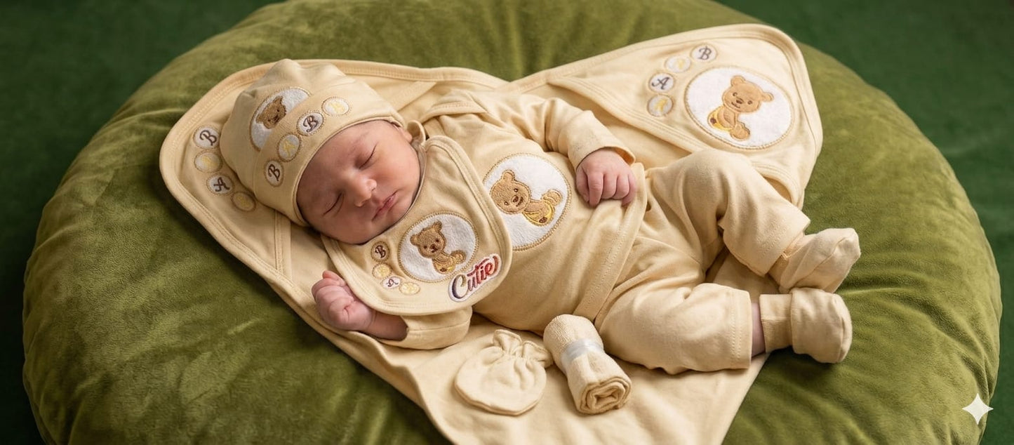 Newborn Baby Gift Set – Soft Cotton 10 Piece Teddy Bear Outfit for Infants