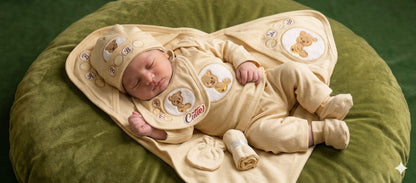 Newborn Baby Gift Set – Soft Cotton 10 Piece Teddy Bear Outfit for Infants