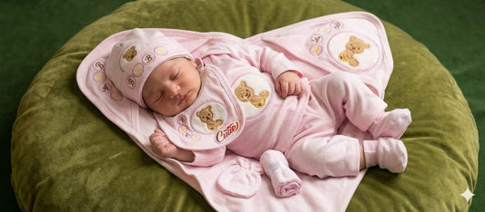 Newborn Baby Gift Set – Soft Cotton 5 Piece Teddy Bear Outfit for Infants