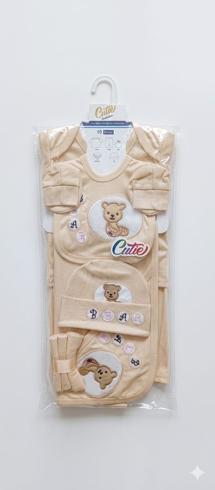 Newborn Baby Gift Set – Soft Cotton 10 Piece Teddy Bear Outfit for Infants