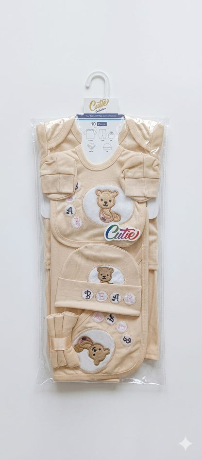Newborn Baby Gift Set – Soft Cotton 10 Piece Teddy Bear Outfit for Infants