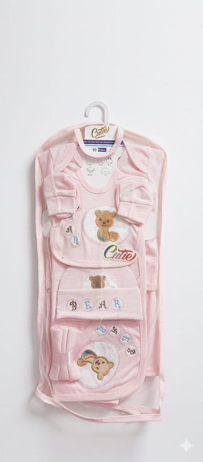 Newborn Baby Gift Set – Soft Cotton 10 Piece Teddy Bear Outfit for Infants