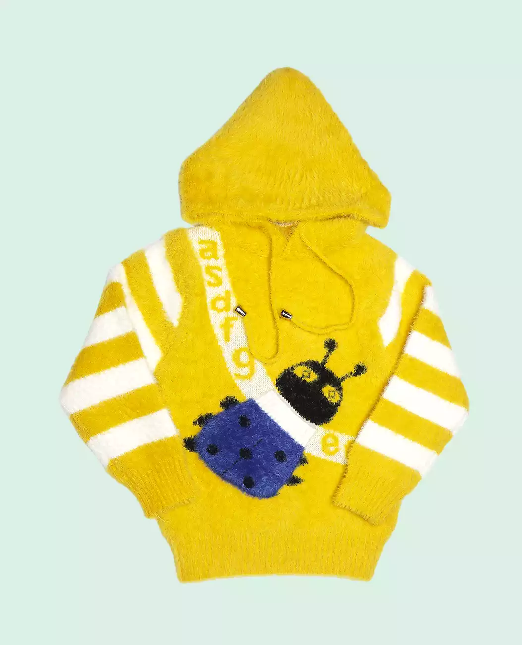 Sunshine Vibes Soft Fur Sweater Hoodie for Boys in Vibrant Yellow